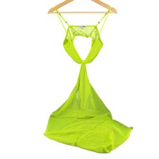 Fashion Nova Womens Beachwear Neon Green Mesh Maxi Cover-Up Dress Cut-Out Design