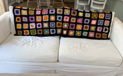 Granny Square Roseanne Hand Crocheted Afghan Throw Blanket 48 x 65  Cottagecore