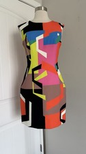 NWT 375 MILLY GRAPHIC PRINT MODERN SHEATH MULIT COLOR ITALIAN FABRIC DRESS SZ 2