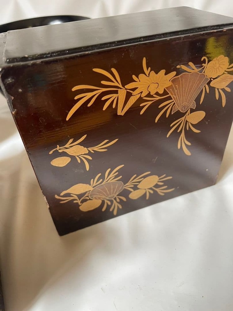 Jubako Bento Box Japanese Vermilion painted lacquer small box cigarette case 4 p