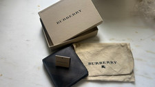 Burberry Authentic Leather Bifold Wallet Check with box and cloth case