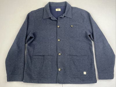 #ad #ad Marine Layer Doyle Knit Chore Jacket Large Navy Casual Button Heavy Cotton $48.00
