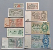 1 Reichspfennig - 100 Reichsmark  Banknoten WK2