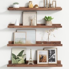 Floating Picture Ledge Shelves Set of 4, 24 Inch Shelves with Lip - Large