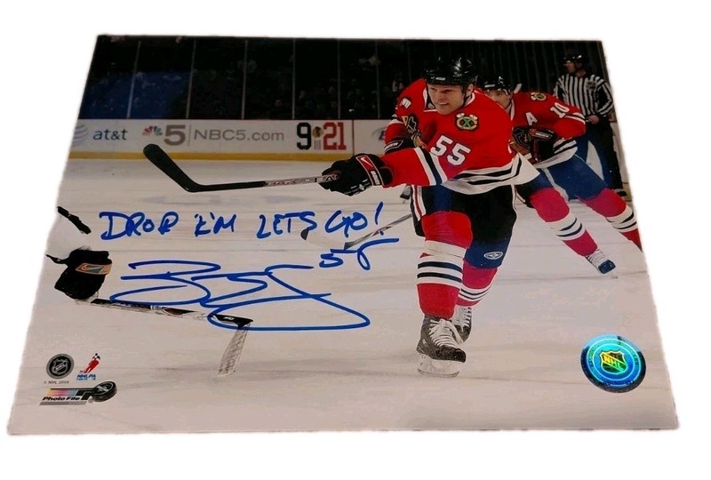 Signed  8x10 BEN EAGER Chicago Blackhawks Autographed Photo -