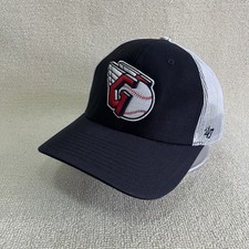 '47 Brand Cleveland Guardians Trucker Hat Snapback Navy White One Size MLB