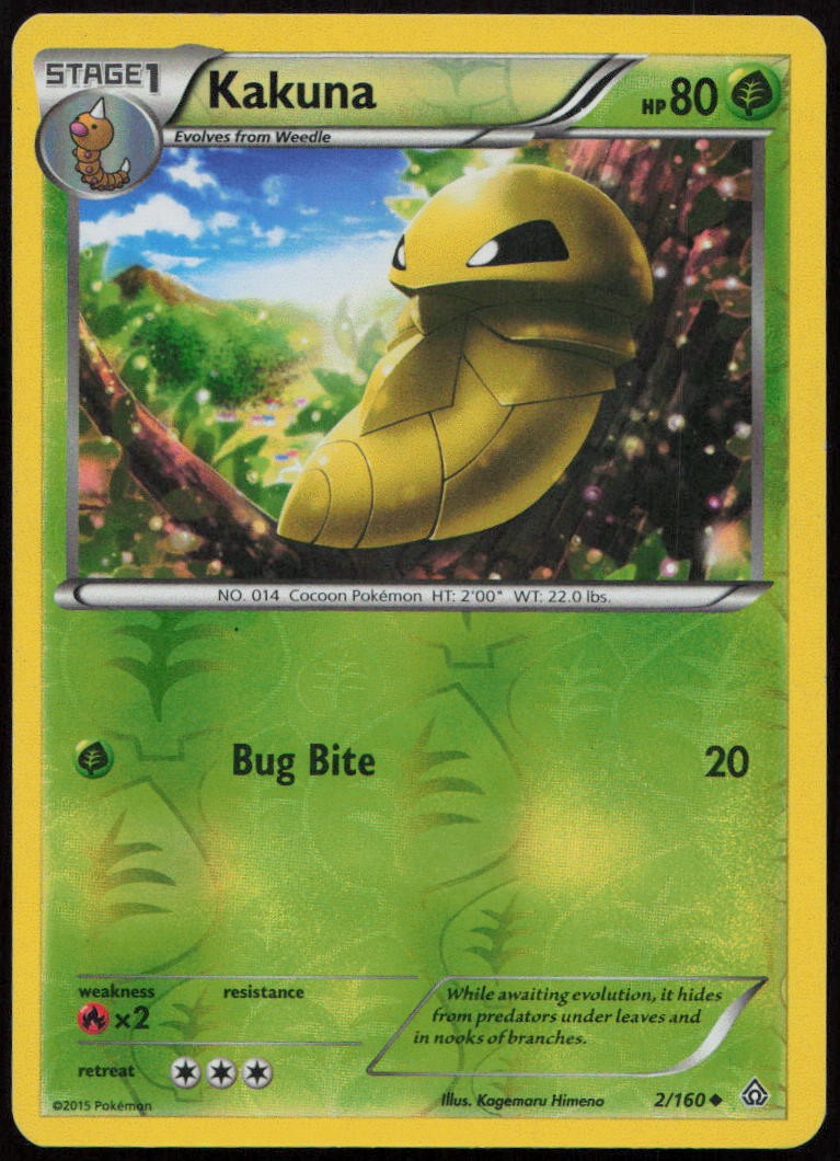 Kakuna 2/160 MP Primal Clash Uncommon Reverse Holo Pokemon