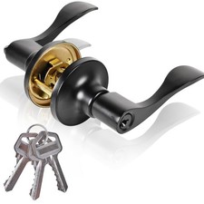 High-Security Stainless Steel Door Handle - with Lock and Key, Door Lever for...