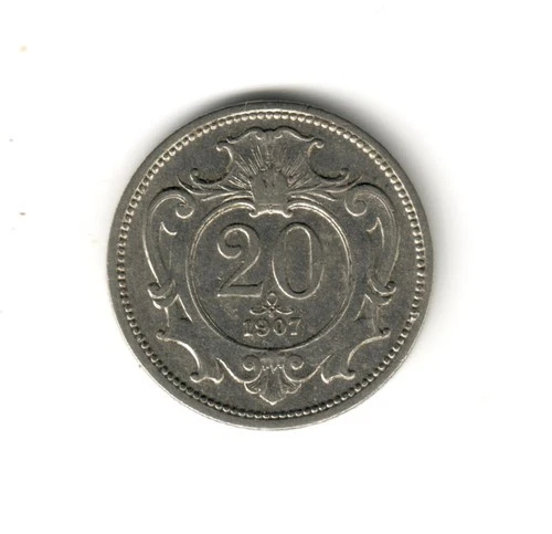 1907 Austria Coin 20 Heller - Good