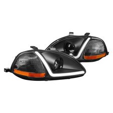 For Honda Civic 1996-1998 Lumen Black Led Drl Bar Projector Headlights