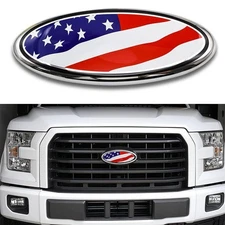9inch For Ford F150 F250 Front Grill Tailgate Emblem American US Flag Oval Badge