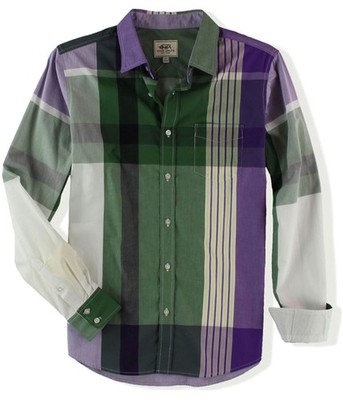 Ecko Unltd. Mens Bright Plaid Ls Button Up Shirt, forestgrn, XS Neck