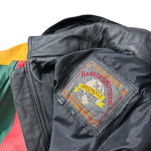 VTG 90s HARAJUKU MOTHER 8 BALL COLORBLOCK LEATHER HOODIE JACKET SIZE M image 7
