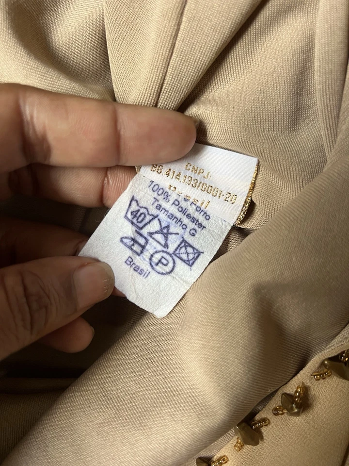 复古 90 年代 Y2K 鸡尾酒礼服米色手帕串珠仙女奇思索斯罕见 — 第 4/4 张图片