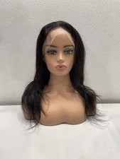 Natural Black Glueless Straight Human Hair Blend 360 Lace Front Wig 20"