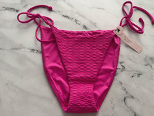 Victoria's Secret Swim Pink Textured Side Tie Cheeky Bikini Bottom Medium M