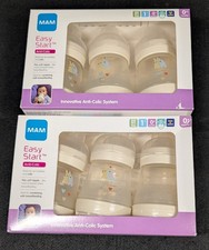 MAM Easy Start Anti-Colic Baby Bottles, 5oz Slow Flow Nipples 0 6 Total NEW