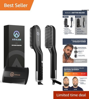 Heated Beard Brush for Effortless Styling: Anti-Scald Kit with Travel Bag