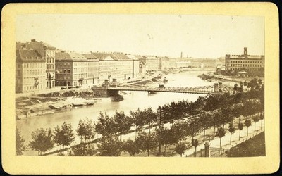 VIENNA cityscape, WIEN, Donau river, bridge, antique CDV, , 1870's