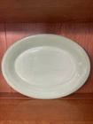 Jadeite Fire King Serving Platter  12 x 9" Ribbed Jane Ray Pattern Small Chip