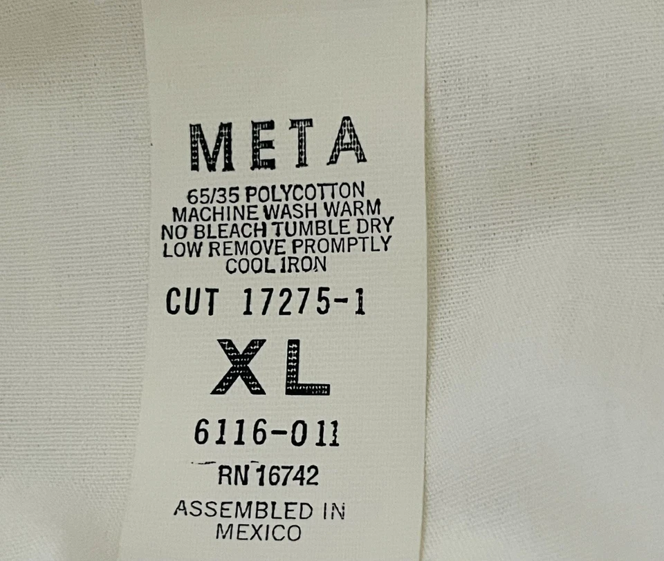Meta Lab Coat Unisex White Medical Jacket Pocket 4 Button Cotton Blend XL New - Image 2 of 4