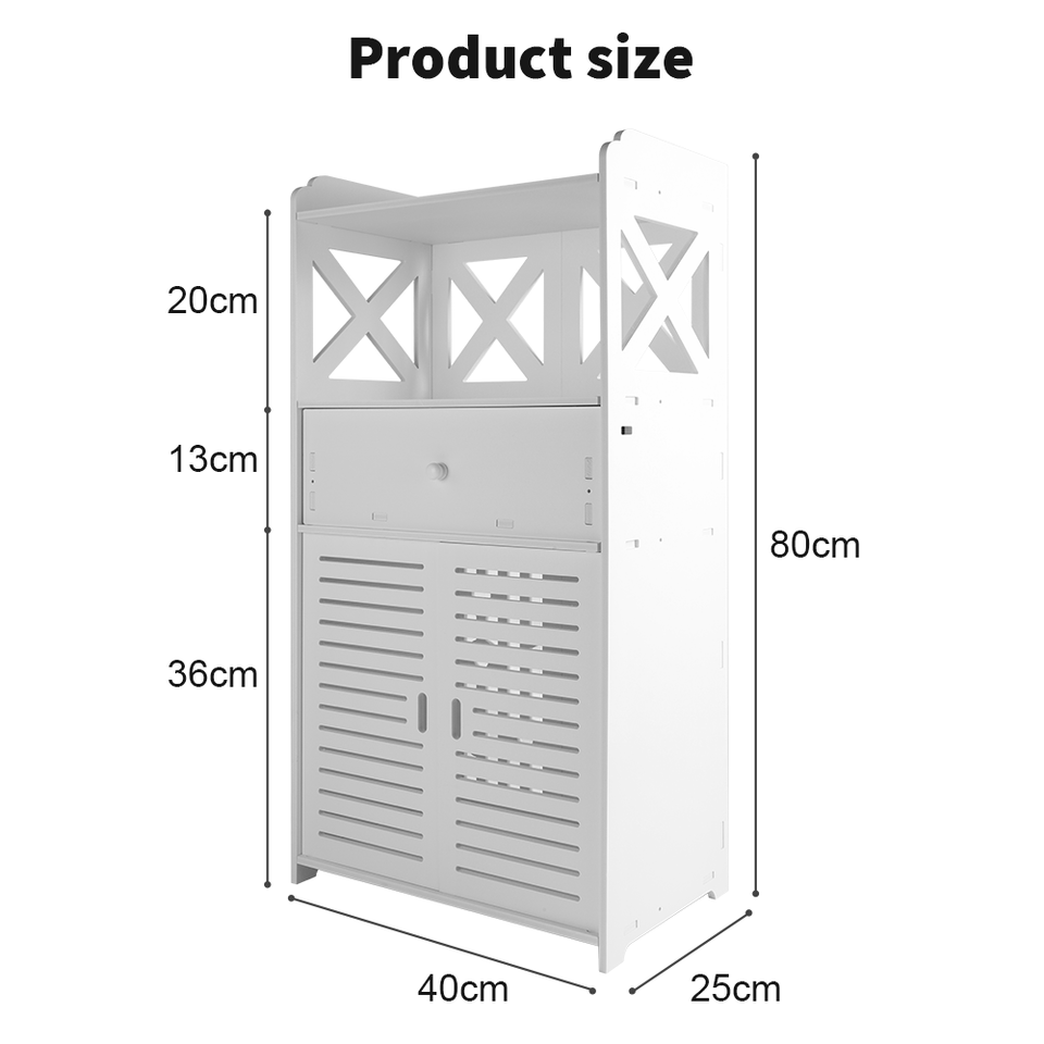 Waterproof Bathroom Free Standing White Floor Storage Unit