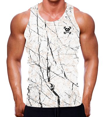 Cracked White Marble Vest Tank Gym Men Bodybuilding Clothes Workout Top Train