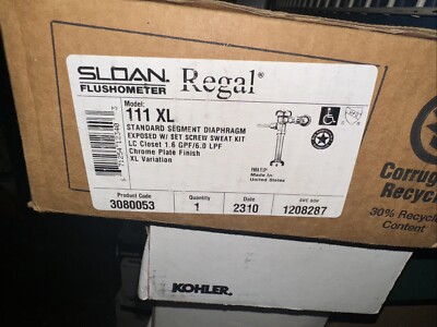 Sloan Regal  111-1.6 XL Exposed Manual Water Closet Flushometer, 1.6 Flush Valve