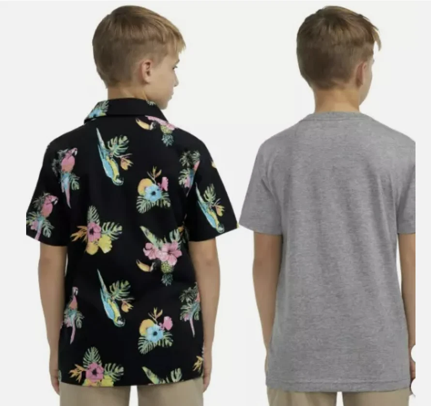 Hurley Youth Woven Shirt & Tee Set Yellow, Black/Gray - Image 4 of 4