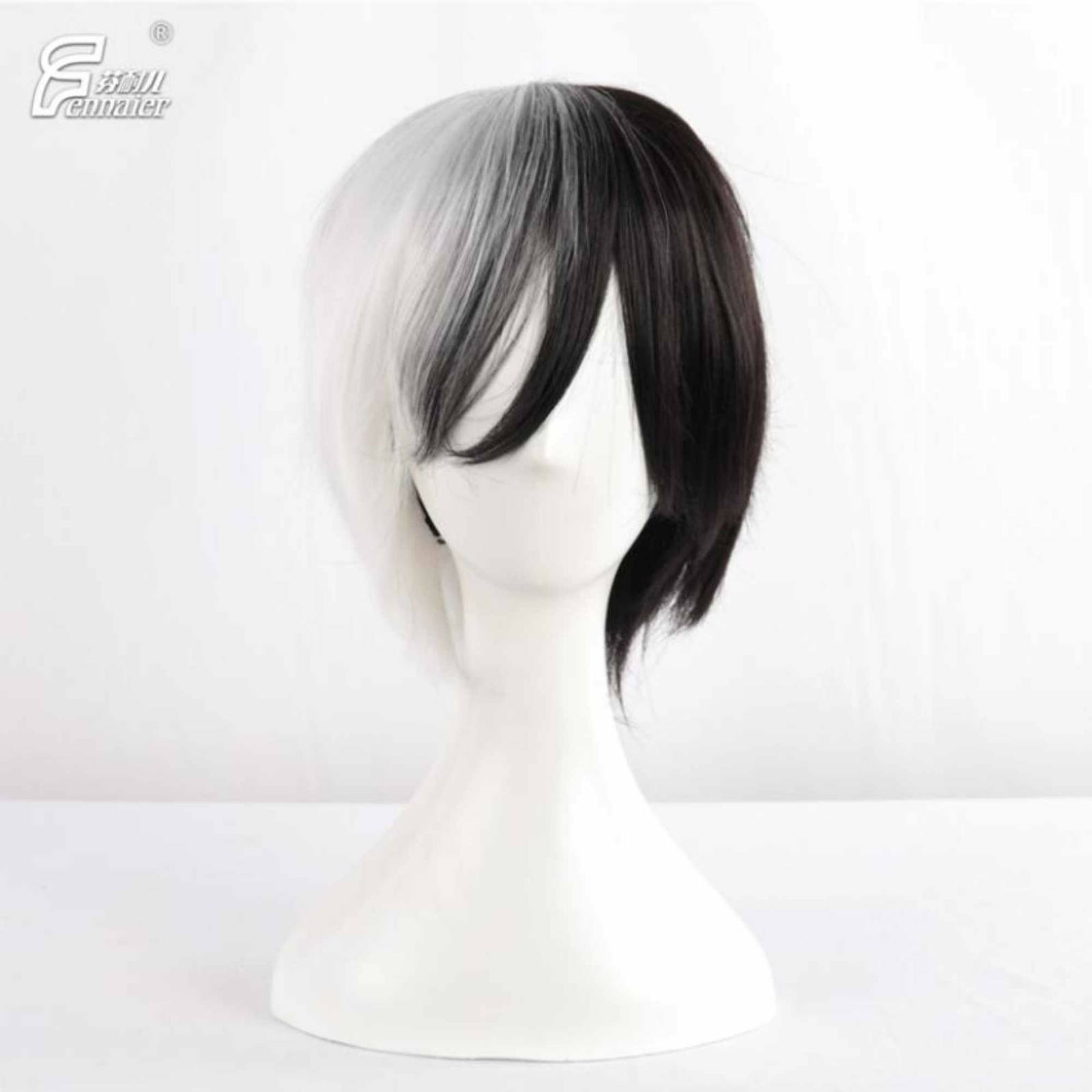 Black White Boy Hmyy Short Hair Tilted Frisette Cosplay Wig Party Mask Ebay
