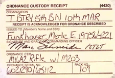 Weapon Ordnance Custody Receipt Rifle Vintage 5th Battalion 10th Marines
