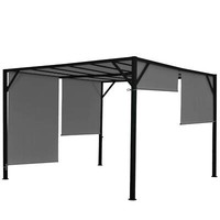 Pergola Beja, Pavillon Garten, 6Cm-Stahl-Gestell + Schiebedach Grau 3X3M