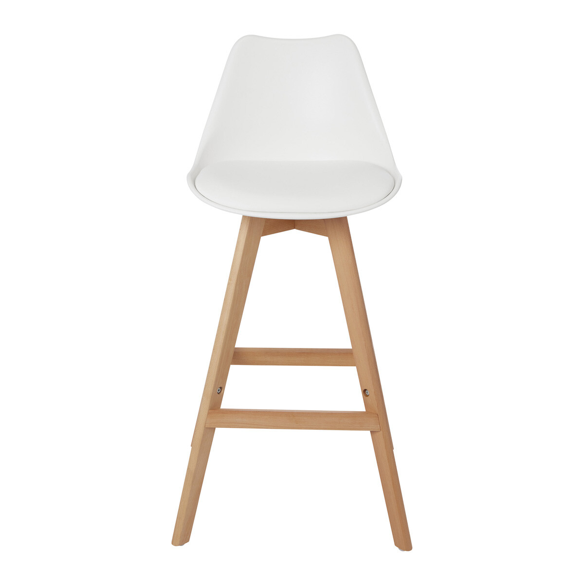 GoodHome Bar Stool Pitaya White Breakfast Bar Wooden Beech Legs Padded
