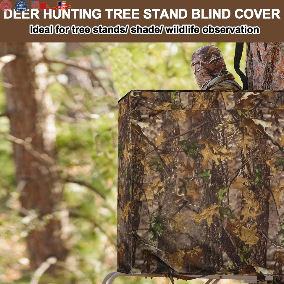 142"X35.5" Hunting Blinds, Deer Hunting Tree Stand Blind Cover, Universal Camo T - Image 2 of 4