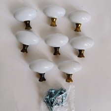 Lot of (8) Porcelain & Brass Drawer Knobs VIN...