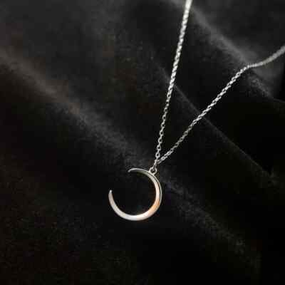 Halskette Halbmond Mond silberfarben Damenkette Frauenkette Modeschmuck Geschenk