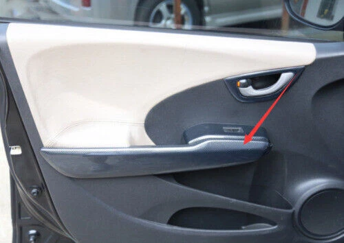 Cubierta de reposabrazos de puerta interior para Honda Fit Jazz 2009-2014 4 piezas fibra de carbono Foto 3 de 4