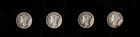 1937 S  MERCURY DIMES x 4  - 90% SILVER