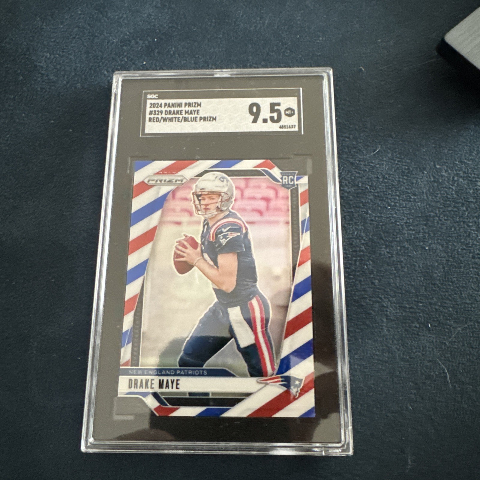 Drake Maye SGC 9.5 2024 Panini Prizm Red White Blue RC #329 MINT+ SGC