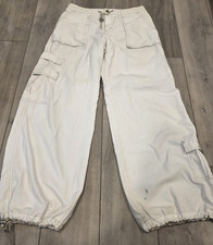 90s Y2K Kik Girl Rave Wide Leg Cargo Pants 2000s EDM White Large