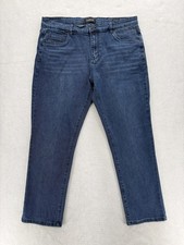Kenneth Cole Jeans Mens 38x30 Blue Straight Fit Stretch Denim Pants 5-Pocket