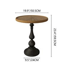 19.9" Wooden Vintage Round End Coffee Side Table Pedestal Leg Accent Drink Table