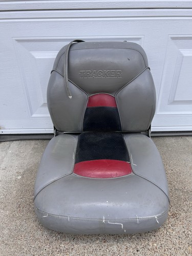Bass Tracker Boat Folding Buddy Seat Gray Red OEM Pedestal Mount Fishing Boat