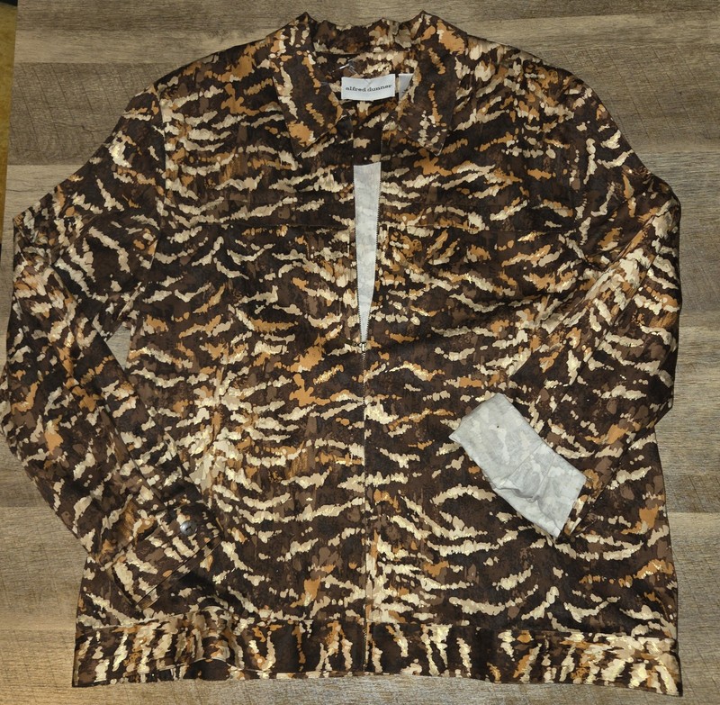 Alfred Dunner Women's Brown Animal Print Full Zip Long Sleeve Short Jacket XL/16