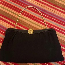 Vintage Emerald Green Satin Evening Bag with Gold Chain & Inner Coin Purse — listing 5