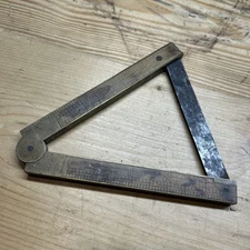 Chapin-Stevens Co No 036 12 Inch Boxwood Folding Ruler + Bubble Level & Square