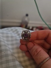 Mexican Sterling Silver Amethyst Ring Size P
