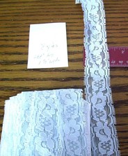 22 LIGHT BLUE LACE 8 YARDS X 1 1/4 INCHES WIDE 288 INCHES LONG