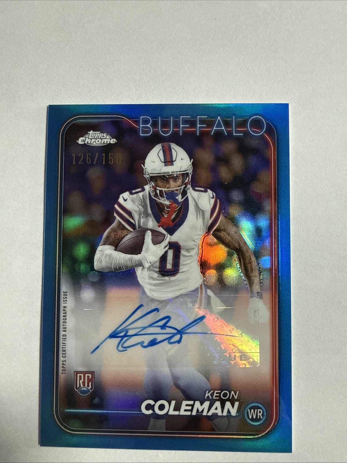 Keon Coleman Topps Chrome Rookie Autographs Variations #RAKCO Blue Refractor