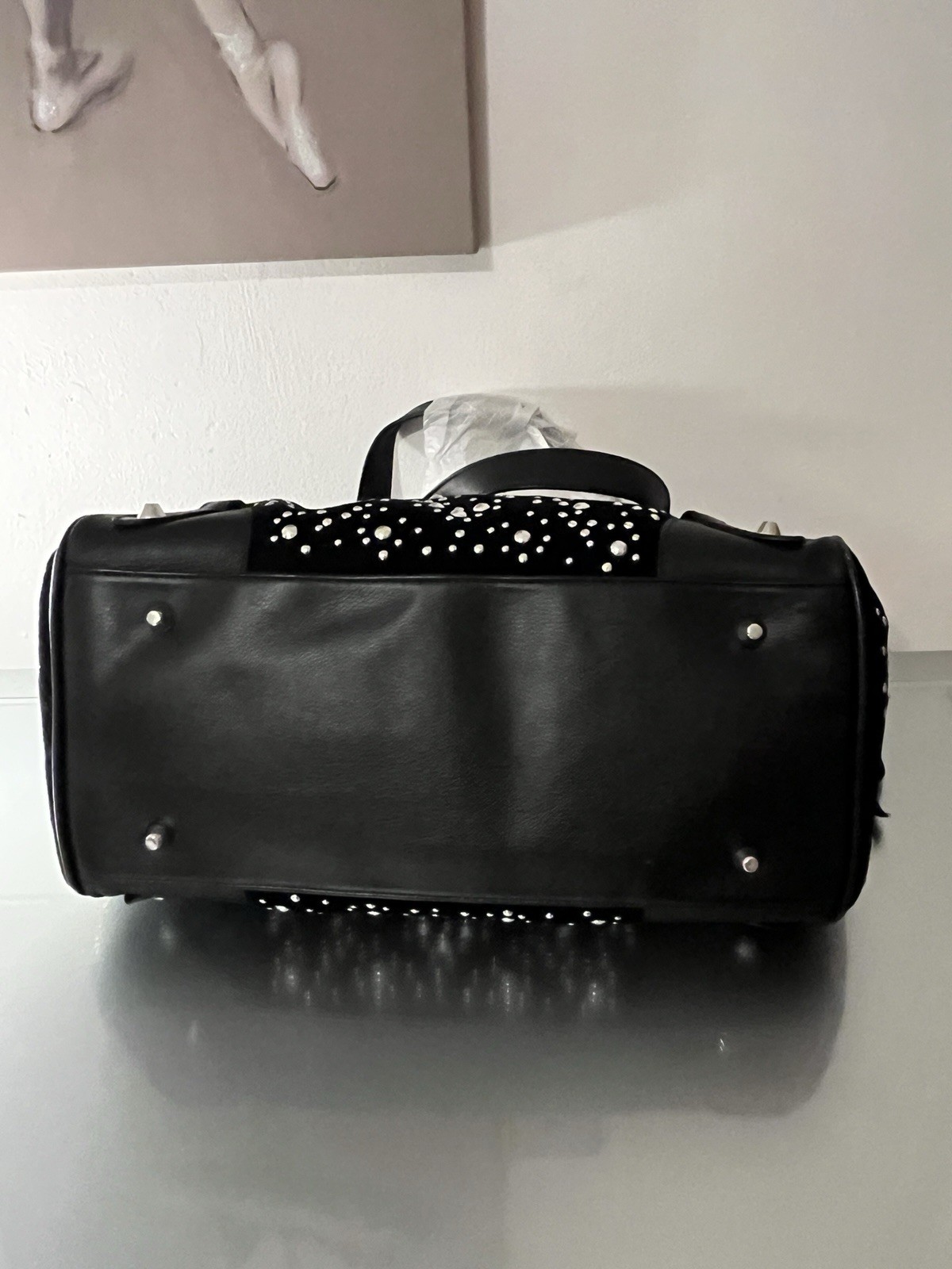 NWT Juicy Couture Daydreamer Bag Studded Velour Vintage Y2K Black Silver, Bows image 9